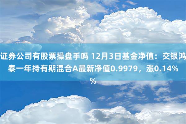 证券公司有股票操盘手吗 12月3日基金净值：交银鸿泰一年持有期混合A最新净值0.9979，涨0.14%