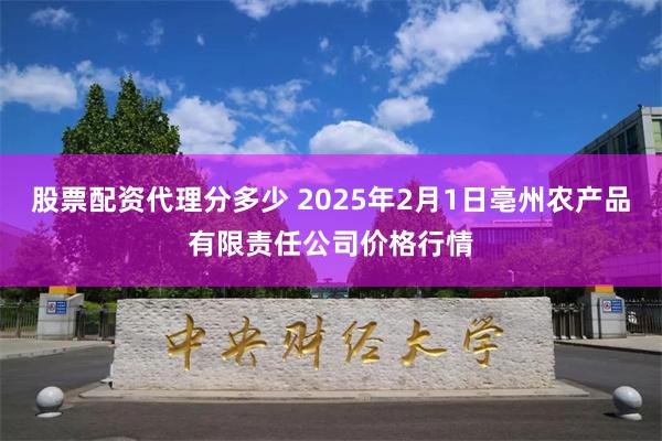 股票配资代理分多少 2025年2月1日亳州农产品有限责任公司价格行情